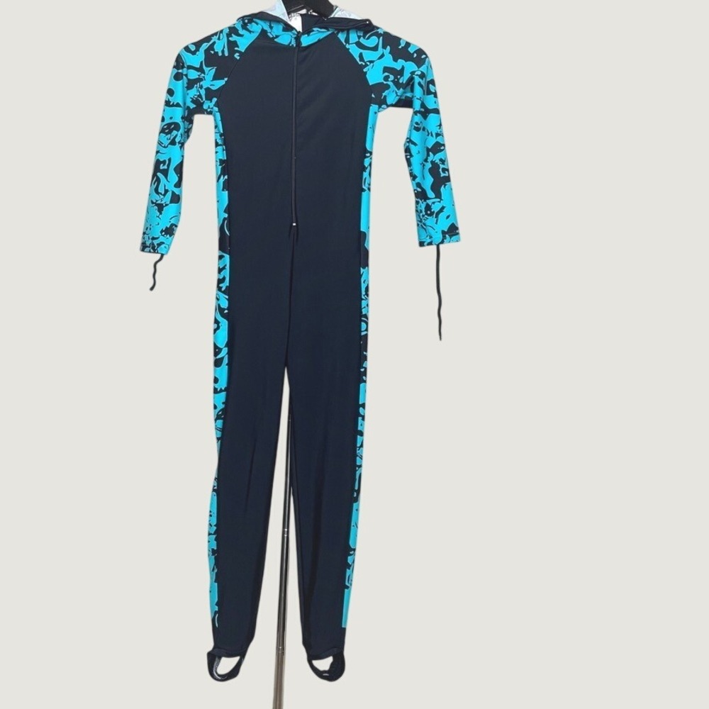 Seart Kids Full Body Swimsuit Hooded Rash Guard Blue Black XL Snorkel Suit